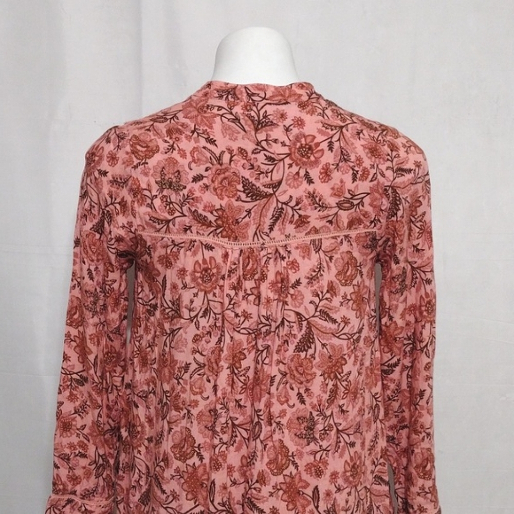 Ollari Anthropologie Embroidered Floral Oversized Flowy Boho Dress XXS - Picture 10 of 14